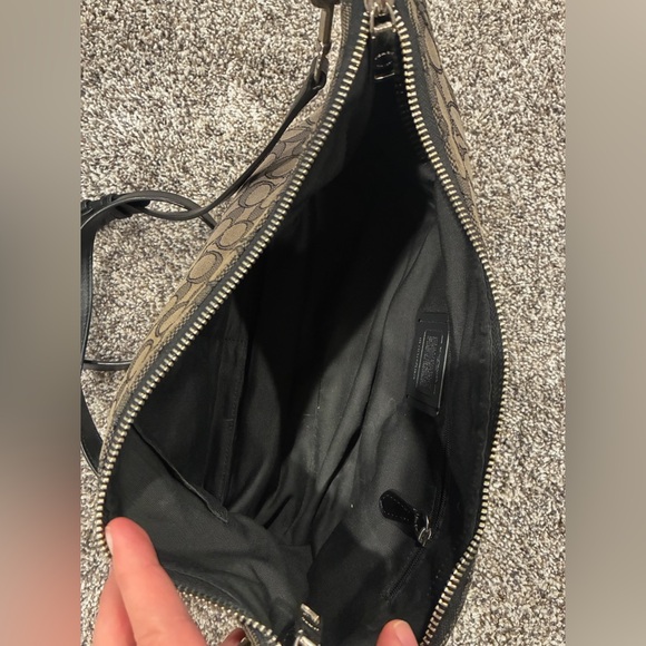 Coach Signature Black and Tan Fabric Hobo Bag - Picture 4 of 4